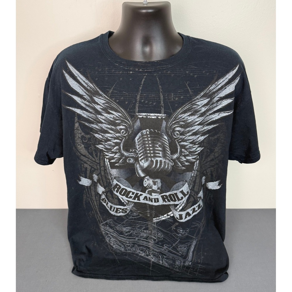 Classic Teaze Men's Rock & Roll Blues Jazz Graphic Cotton T-Shirt Black Size XL